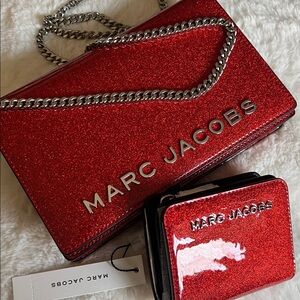 MARC JACOBS Red Glitter Party Wizard of Oz Crossbody w/matching Wallet NWT